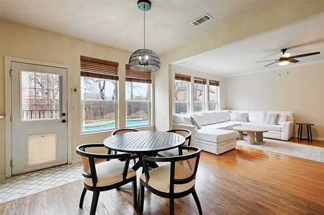 dining room with light hardwood / wood-style flooring