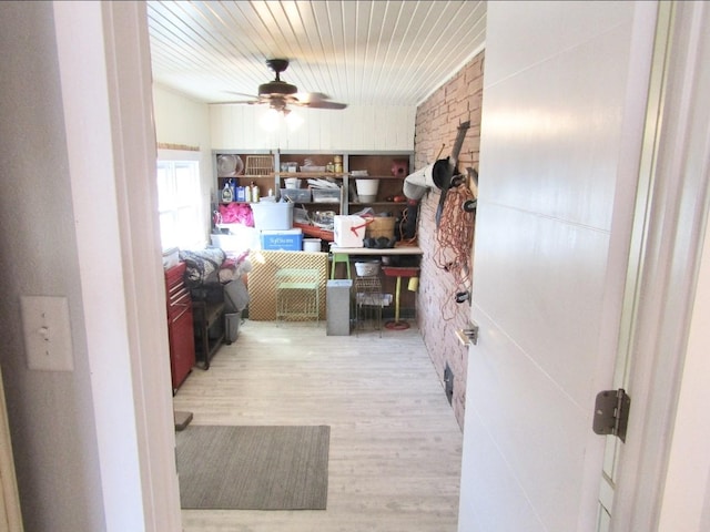 storage featuring ceiling fan