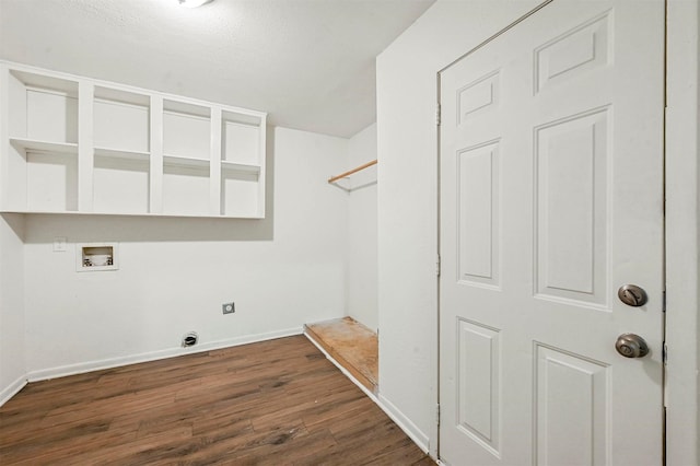 laundry room featuring hookup for a washing machine, dark hardwood / wood-style floors, and hookup for an electric dryer