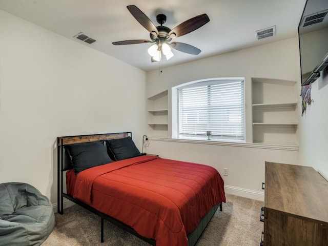 bedroom with carpet floors and ceiling fan