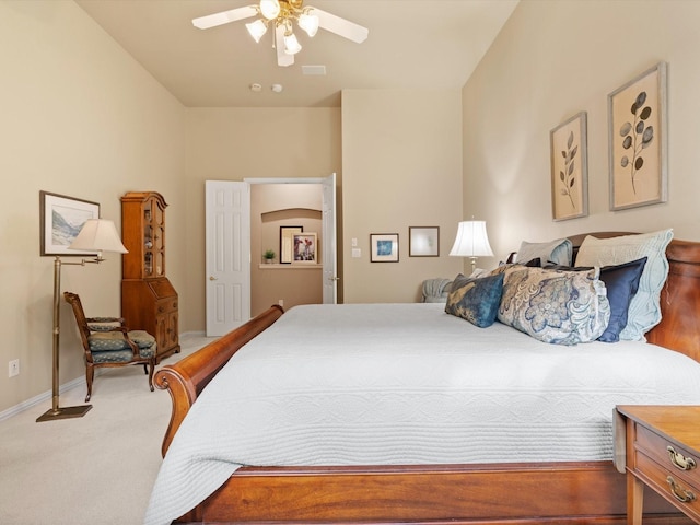 bedroom with carpet floors and ceiling fan