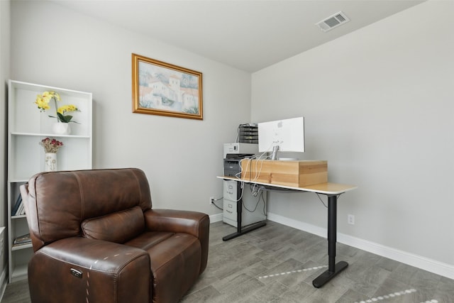 office area featuring wood-type flooring