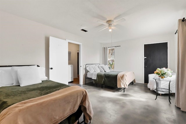 bedroom featuring ceiling fan