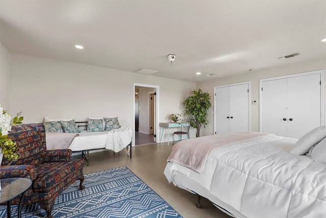 bedroom with concrete floors