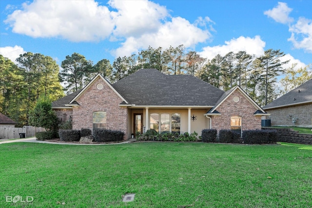 view of front of home with a front lawn