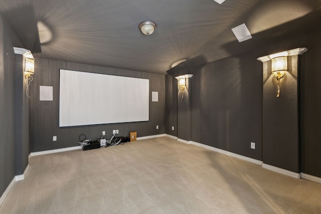 home theater room featuring carpet floors