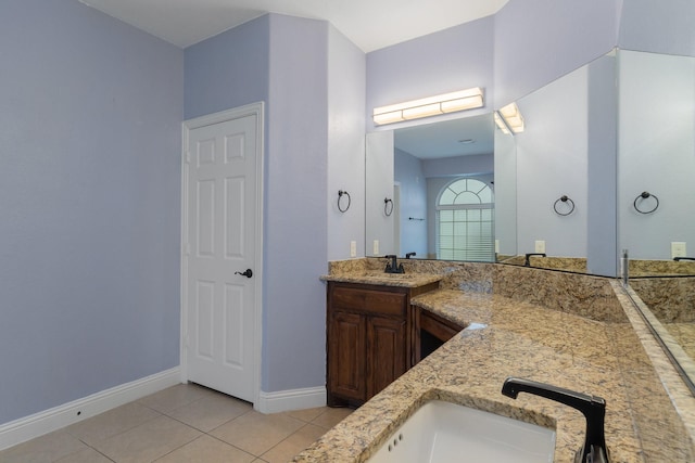 bathroom with tile patterned floors and vanity