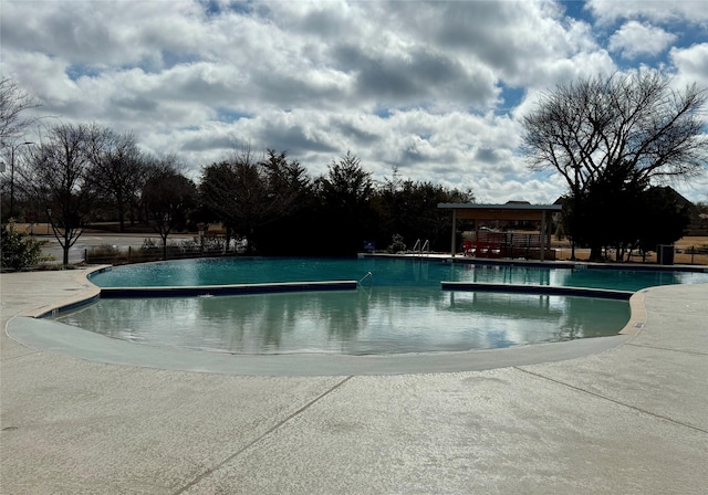 view of swimming pool with a patio