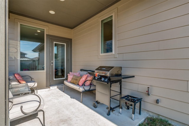 view of patio / terrace featuring a grill