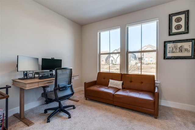 view of carpeted office space