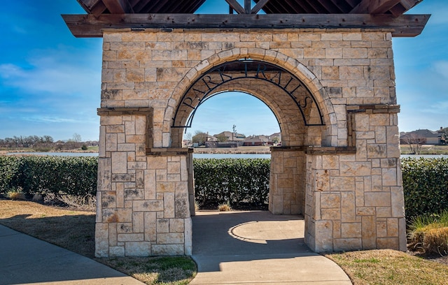 exterior space featuring a water view