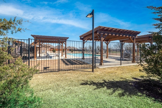 exterior space featuring a patio, fence, and a pergola