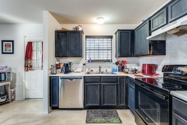 kitchen with sink and black appliances