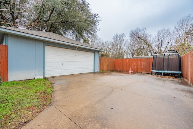 garage featuring a trampoline