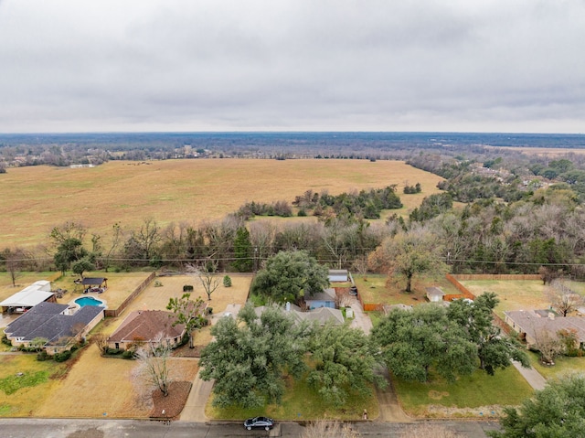 aerial view featuring a rural view