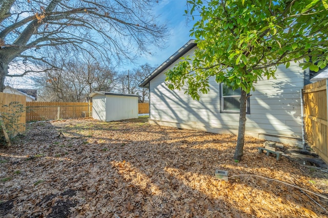 view of yard featuring a storage unit