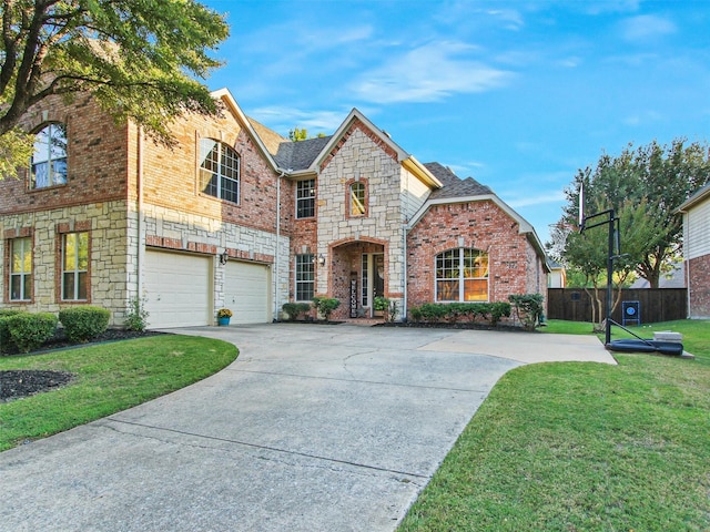 front of property featuring a garage and a front yard