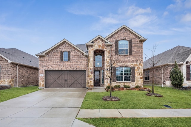 3217 Lakewood Bluffs Trl, Lewisville, TX 75010 - front facade featuring a garage and a front yard
