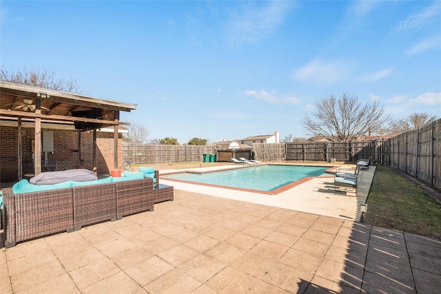 view of pool with an outdoor hangout area and a patio area