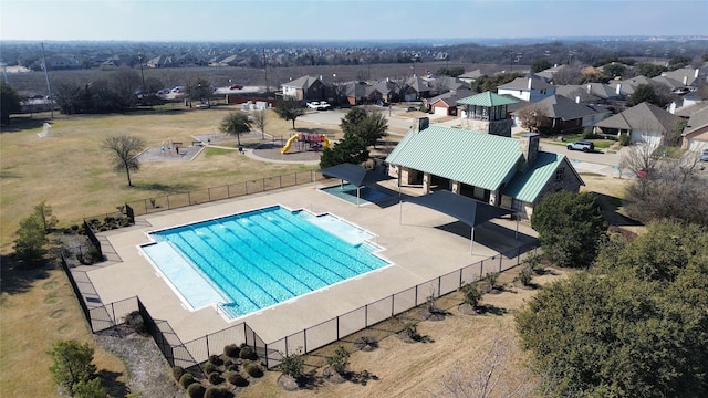 aerial view featuring a residential view