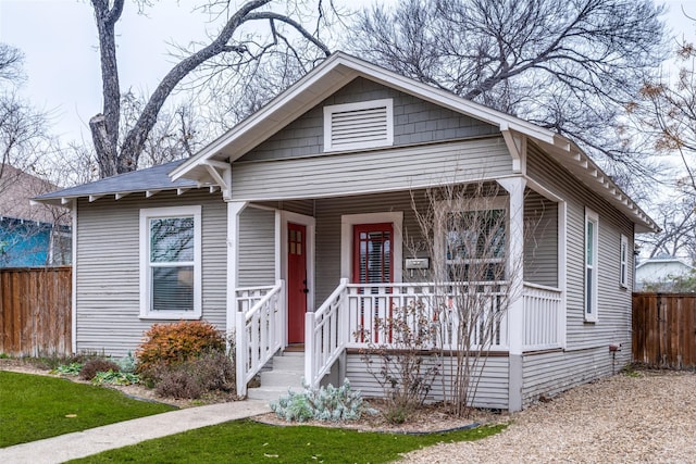 bungalow-style house with covered porch