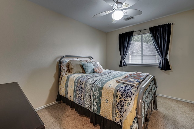 bedroom with carpet floors and ceiling fan