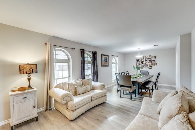 living room featuring light hardwood / wood-style floors