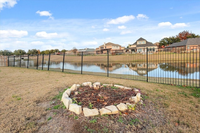 view of yard with a water view