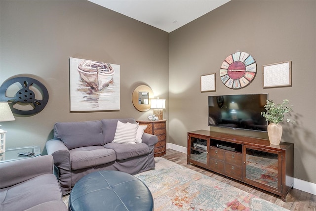 living room with light wood-type flooring