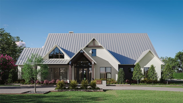 view of front of house with a front lawn