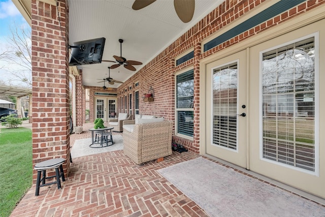 view of patio / terrace featuring french doors