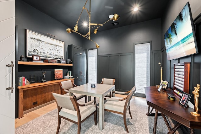 dining room with light hardwood / wood-style floors