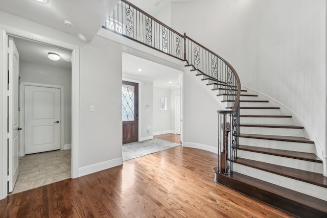 entrance foyer with wood-type flooring