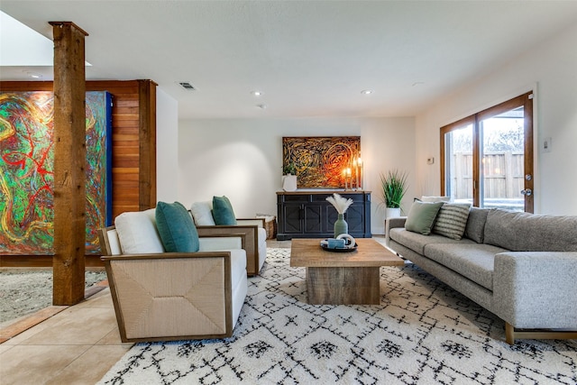 view of tiled living room