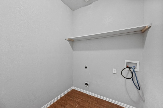 laundry area featuring hookup for a washing machine, hookup for an electric dryer, and hardwood / wood-style flooring