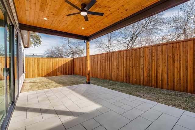 view of patio / terrace featuring ceiling fan