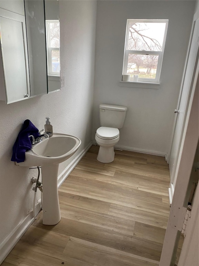 bathroom featuring hardwood / wood-style flooring and toilet