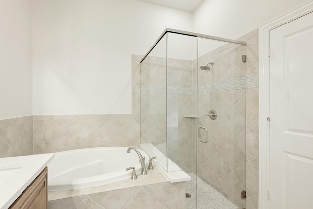 837 Rusty Run Dr, Midlothian, TX 76065 - bathroom with a garden tub, a shower stall, and vanity