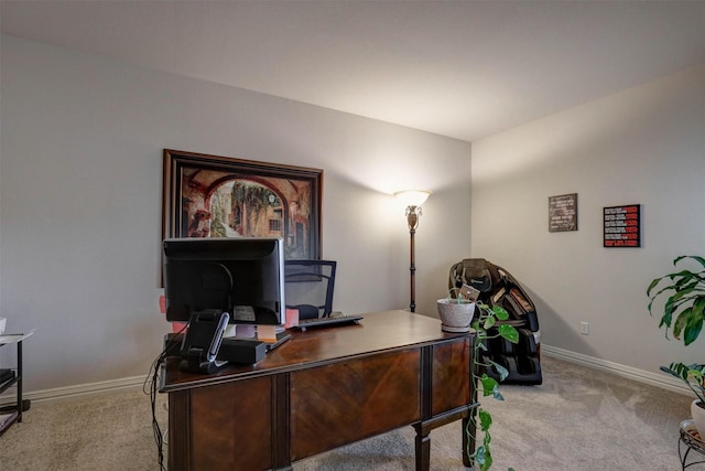 view of carpeted home office