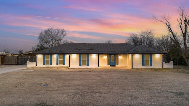 view of single story home