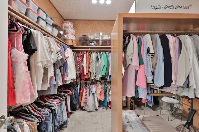 spacious closet with carpet flooring