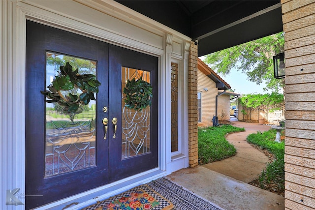 doorway to property featuring french doors