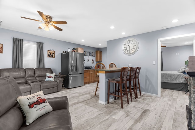86593 N State Highway 289, Pottsboro, TX 75076 - living room with ceiling fan and light hardwood / wood-style floors