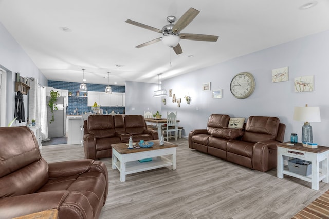 86593 N State Highway 289, Pottsboro, TX 75076 - living room with ceiling fan and light wood-type flooring