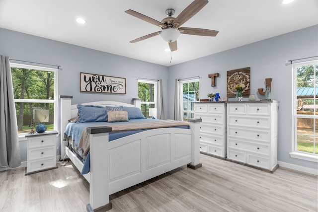 86593 N State Highway 289, Pottsboro, TX 75076 - bedroom with ceiling fan and light hardwood / wood-style floors