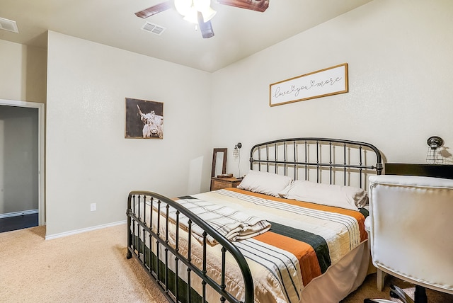 bedroom with carpet floors and ceiling fan