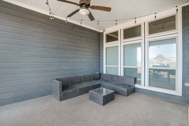 view of patio / terrace featuring an outdoor hangout area and ceiling fan