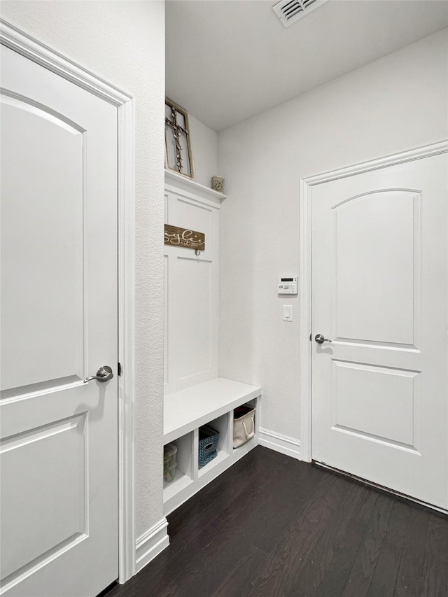 mudroom featuring dark hardwood / wood-style flooring