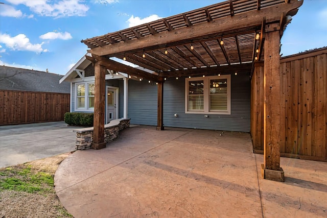 view of patio with a pergola