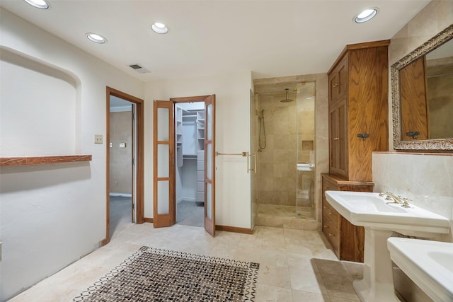 bathroom with walk in shower